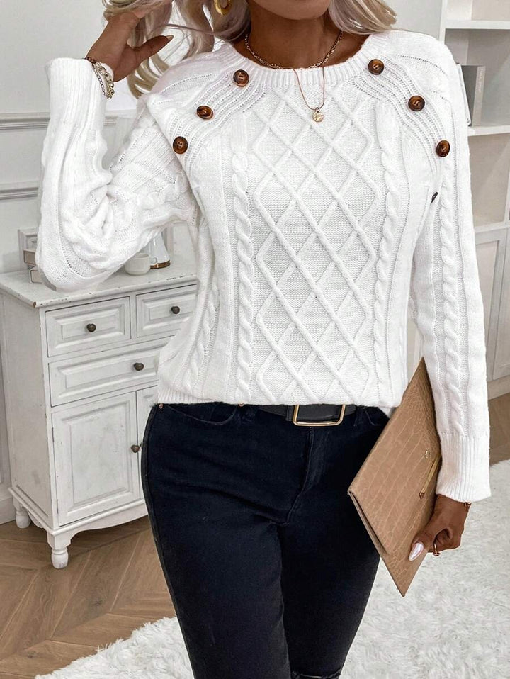 Catharina | Button-Detail Cable Knit Sweater