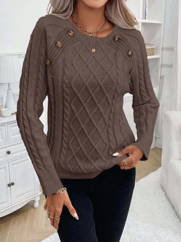 Catharina | Button-Detail Cable Knit Sweater
