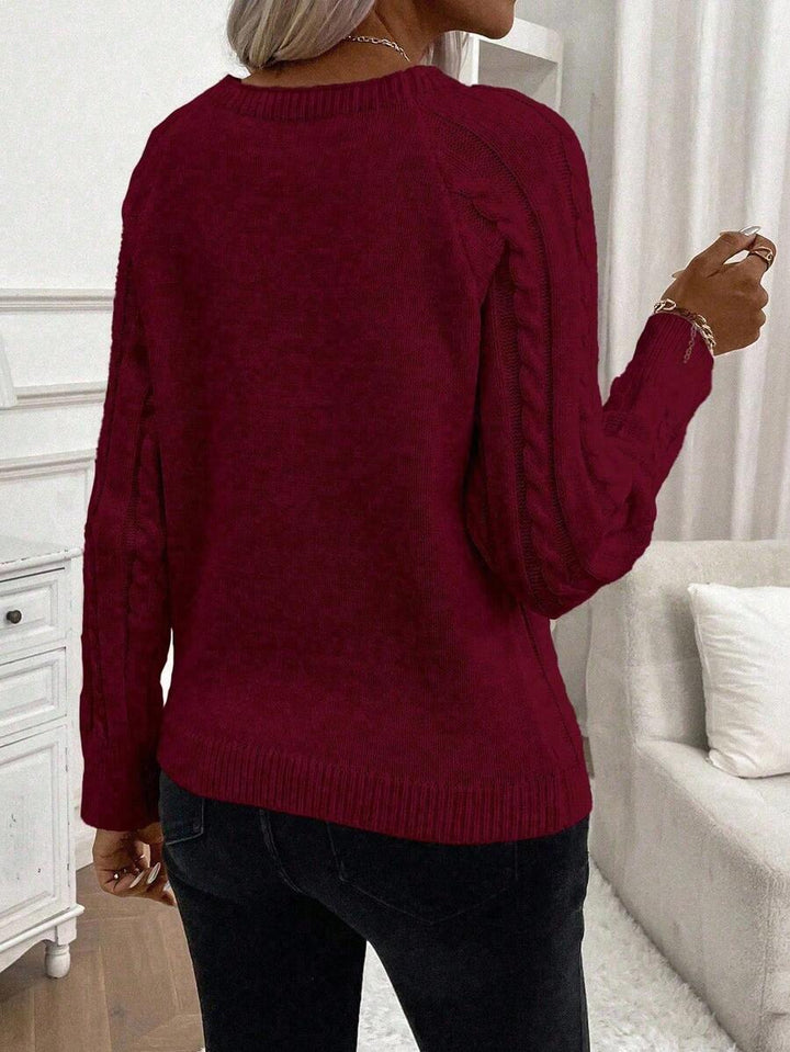 Catharina | Button-Detail Cable Knit Sweater