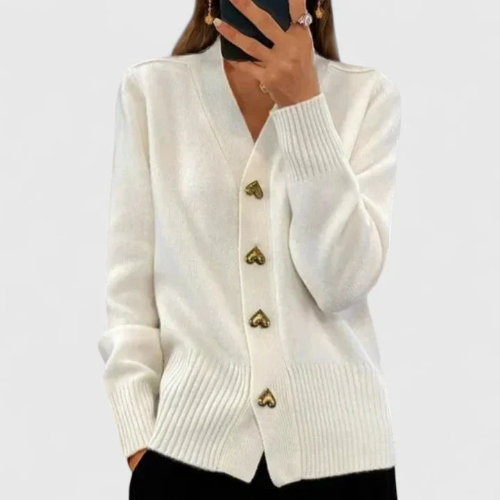 Cara | Elegant Heart Button Cardigan