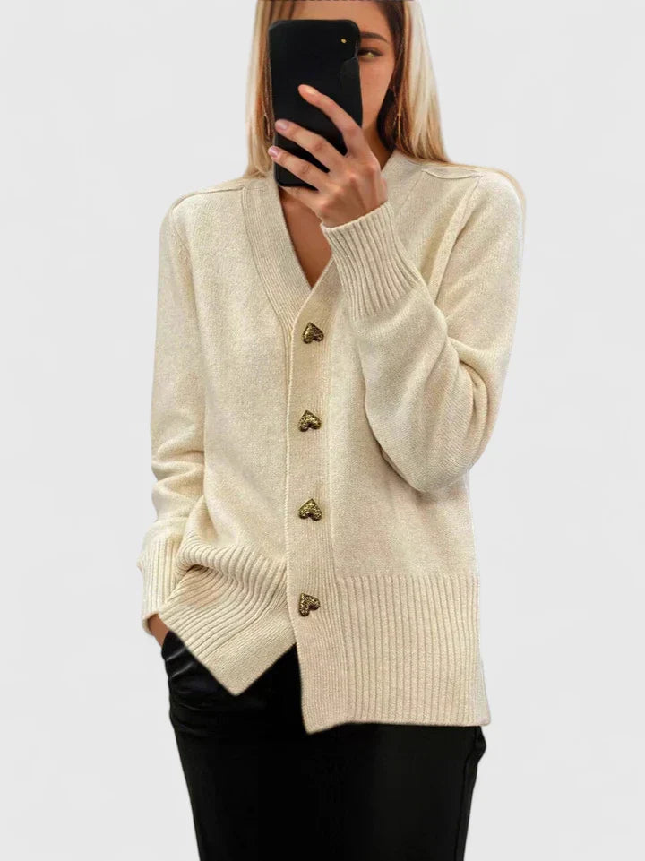 Cara | Elegant Heart Button Cardigan
