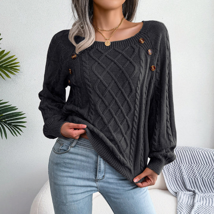 Catharina | Button-Detail Cable Knit Sweater