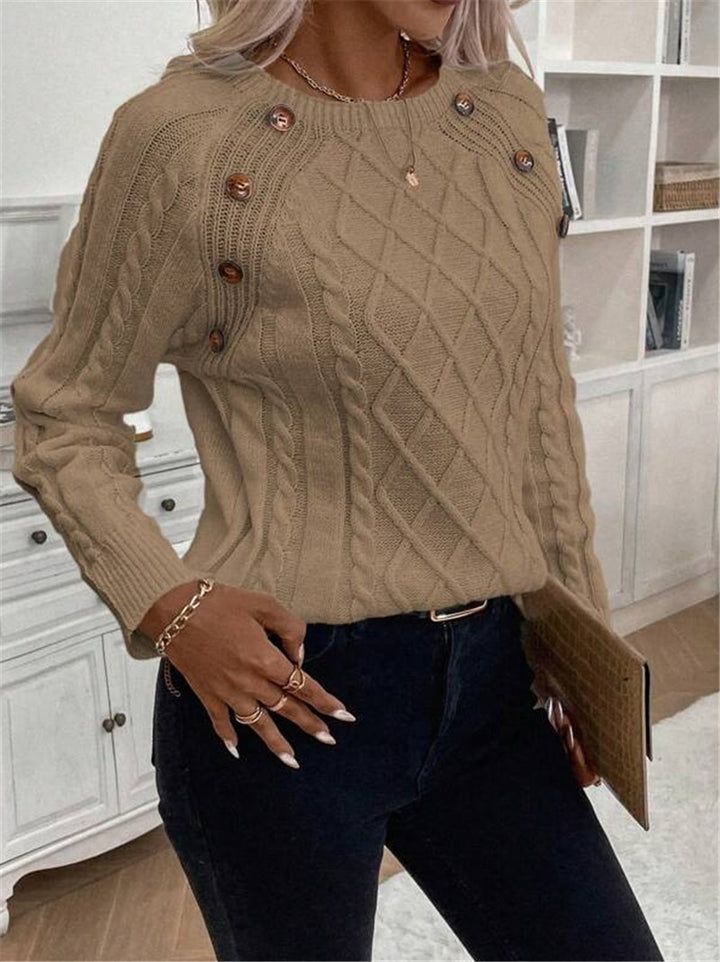 Catharina | Button-Detail Cable Knit Sweater