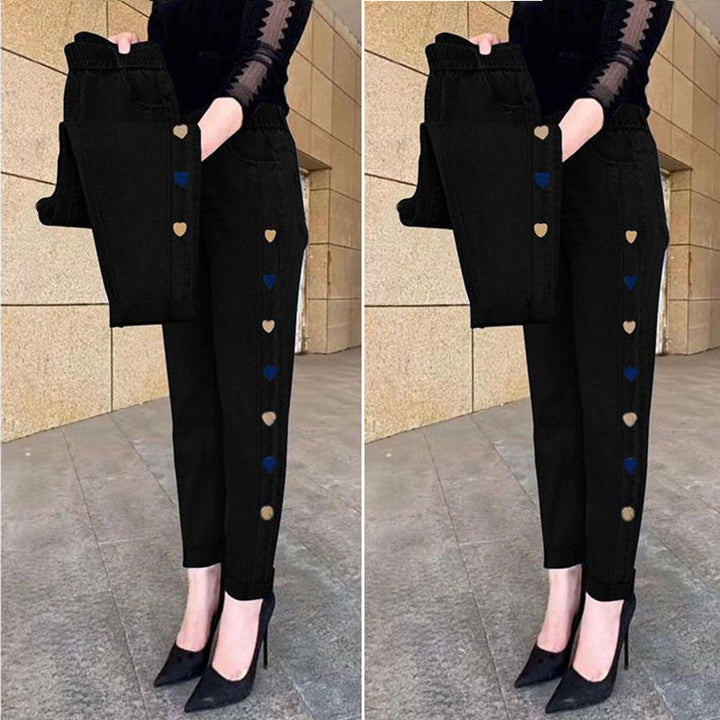 Soraya | Women's Highly Elastic Jeans with Heart Motif Embroidery