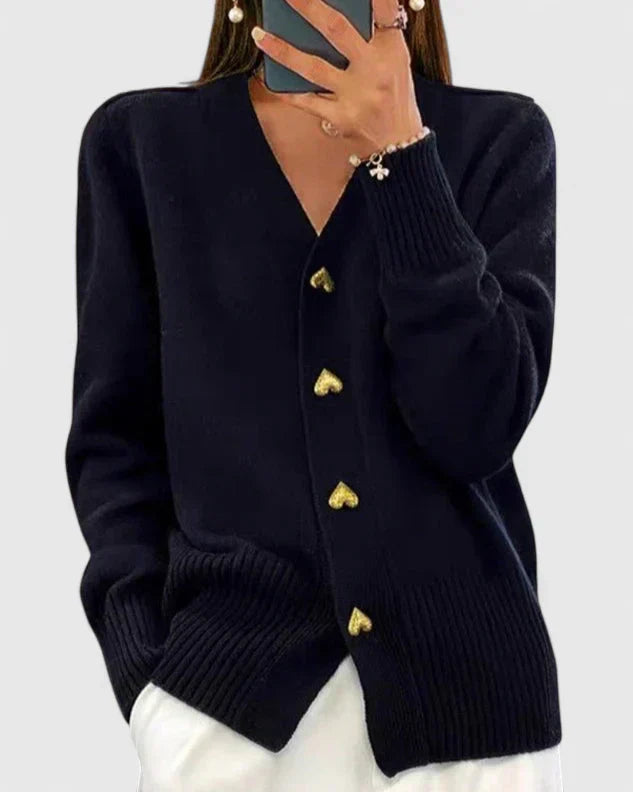 Cara | Elegant Heart Button Cardigan
