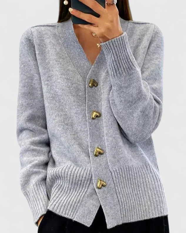 Cara | Elegant Heart Button Cardigan