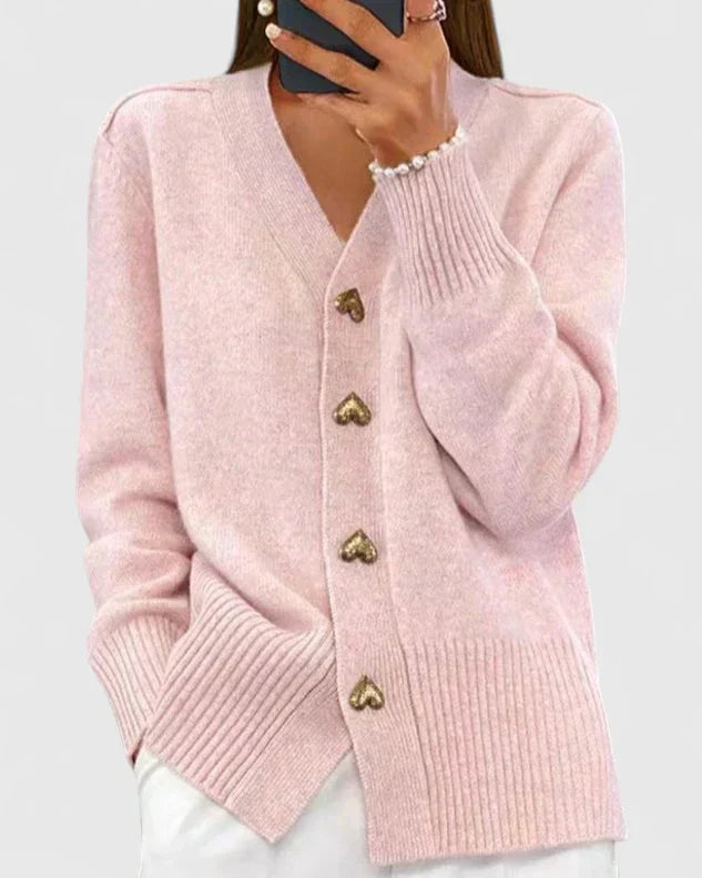 Cara | Elegant Heart Button Cardigan