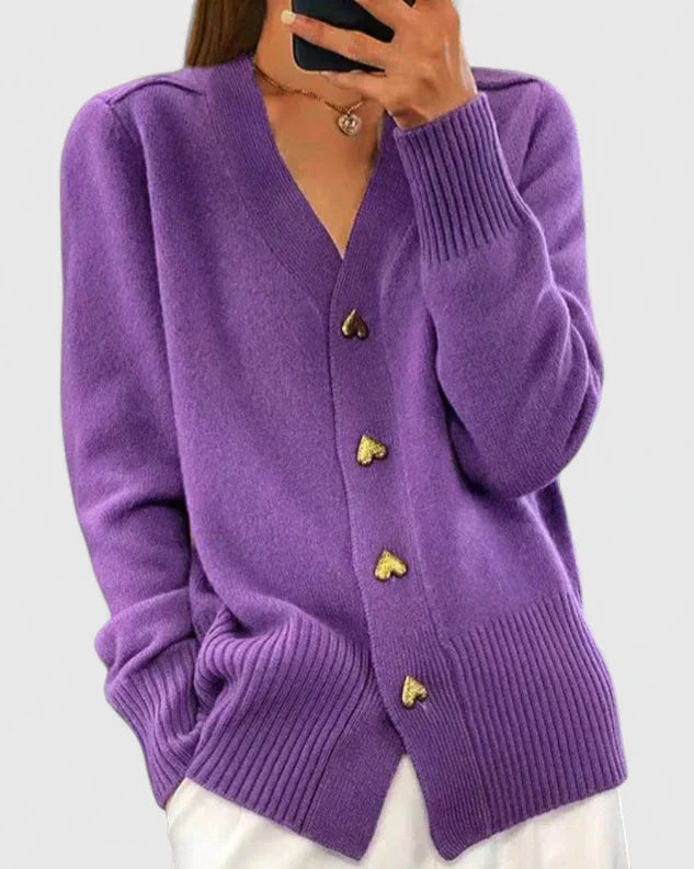 Cara | Elegant Heart Button Cardigan
