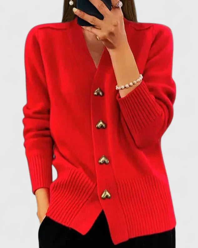 Cara | Elegant Heart Button Cardigan